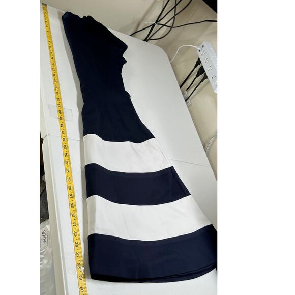 Hobbs Dress Women US 6 Lizzie Navy White Fit & Flare Nautical Stripe Office Work - Picture 11 of 12